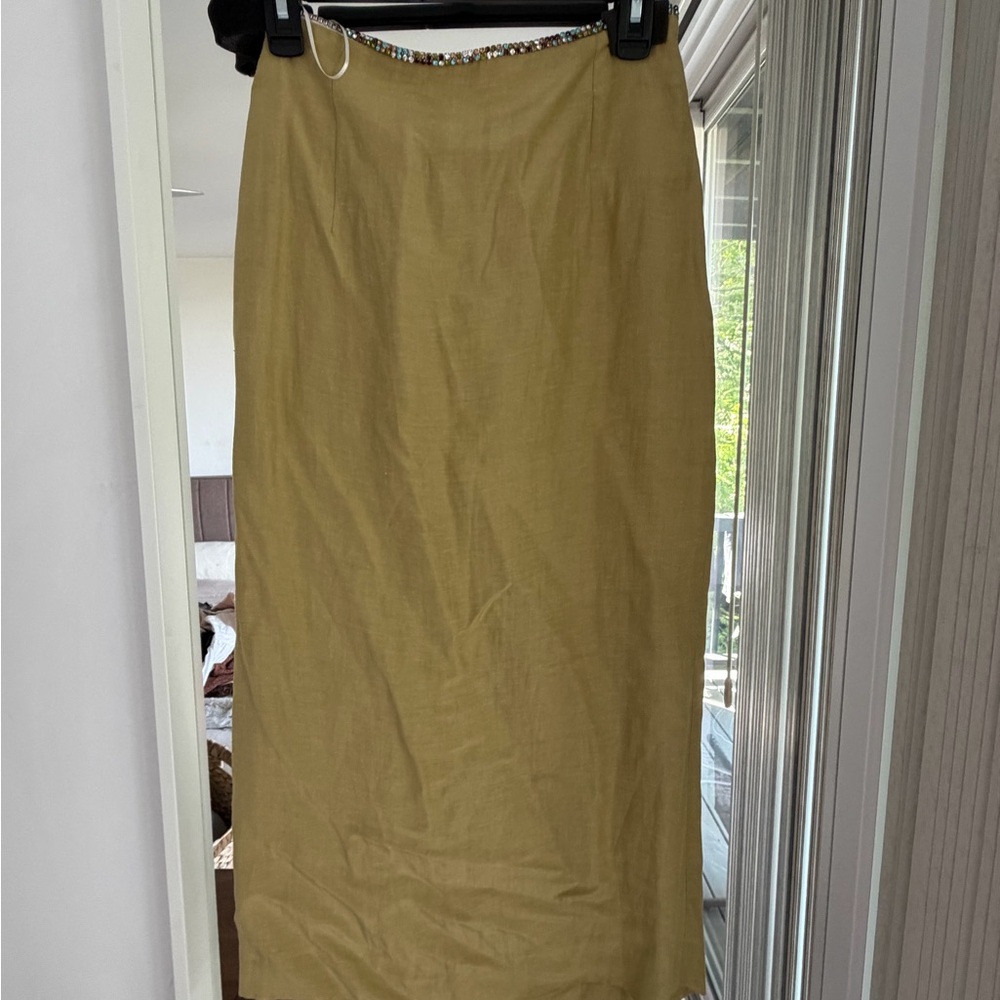 Sandro Olive Green Straight Skirt
